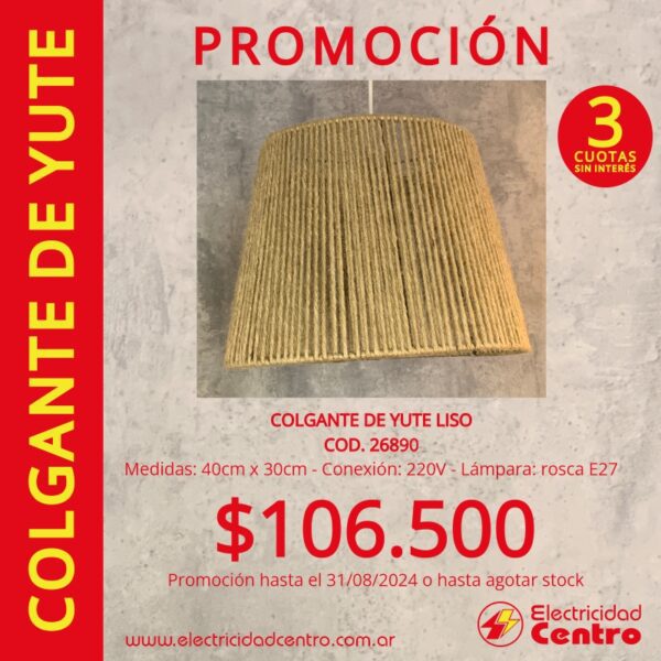 COLGANTE DE YUTE LISO COD. 26890 - Electricidad Centro