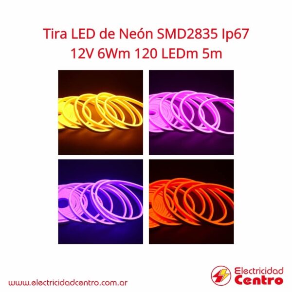 Tira LED de Neón SMD2835 IP67 12V 6Wm 120 LEDm 5m Varios colores - Electricidad Centro 4