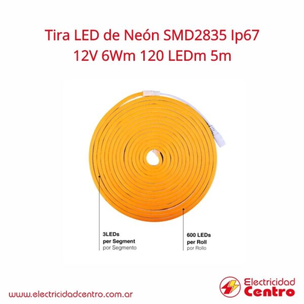 Tira LED de Neón SMD2835 IP67 12V 6Wm 120 LEDm 5m Varios colores - Electricidad Centro 7