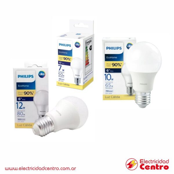 Lampara Led PHILIPS Eco Home Calida - Electricidad Centro 2