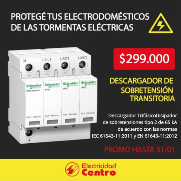 Descargador de Sobretensión Transitoria iPRD65r 3P+N Clase II 65KA - Electricidad Centro 1